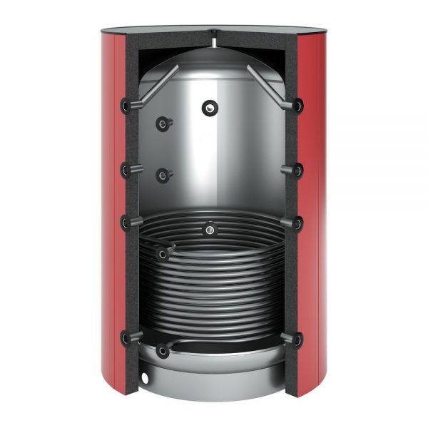Hoogwaardig OEG buffervat met 1 warmtewisselaar, 2600 liter, rood